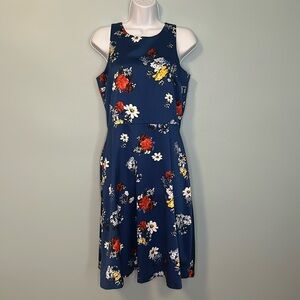 Banana Republic Factory Blue Floral Sleeveless Dress, Size 6